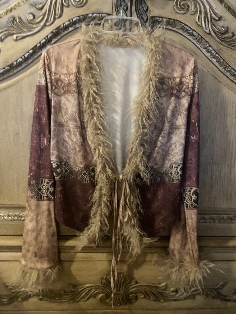SHEIN - Mauve, Burgundy,Cream - Faux Fur Trim Cardigan - Large - NWOT